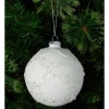Hot Sale 💯 Myer Giftorium Luxe Glass Lace Grid With Pearls Bauble In White 🎉 -The Christmas Shop Sales unnamed file 1001