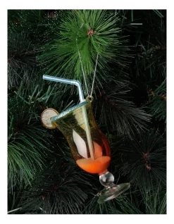 Discount 🎉 Myer Giftorium Merry & Bright Glass Pina Colada Cocktail OrnamentMulti: 12cm 🥰