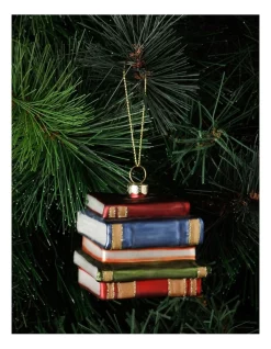 Cheapest 😀 Myer Giftorium Heirloom Glass Stacked Books OrnamentRed/Blue: 6 Cm ⌛