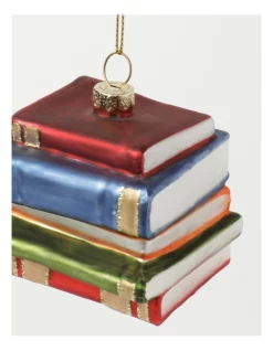 Cheapest 😀 Myer Giftorium Heirloom Glass Stacked Books OrnamentRed/Blue: 6 Cm ⌛ -The Christmas Shop Sales unnamed file 1033