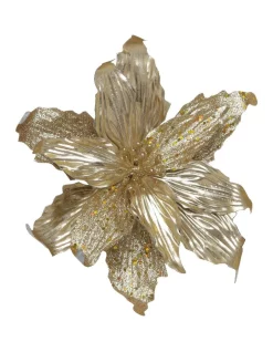 Flash Sale 🌟 Myer Giftorium Heirloom Gold Velvet & Glittered Poinsettia Pick 💯
