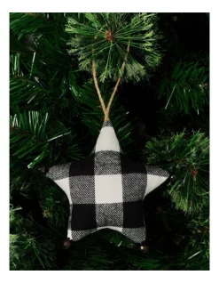 Discount 😍 Myer Giftorium Modern Holiday 10cm Fabric Plush Star Ornament In Black/White 👍