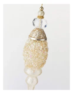 Deals ⭐ Myer Giftorium Luxe Beaded Finial Ornament 15cm In White 🥰 -The Christmas Shop Sales unnamed file 1075