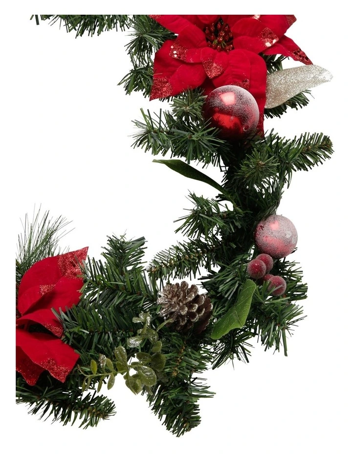 Best Sale 🥰 Myer Giftorium Heirloom Red Poinsettia And Faux Pinecones Garland ❤️ 4 Best Sale 🥰 Myer Giftorium Heirloom Red Poinsettia And Faux Pinecones Garland ❤️ - Image 2