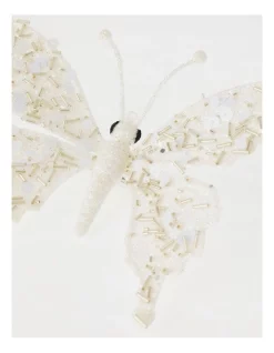 Best Sale 🧨 Myer Giftorium Luxe Glitter Butterfly Clip With Sequin & Bead Wing In White ✨ -The Christmas Shop Sales unnamed file 1081