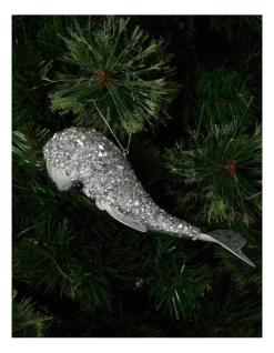 Discount ❤️ Myer Giftorium Luxe Beaded Whale Ornament In Silver 👍