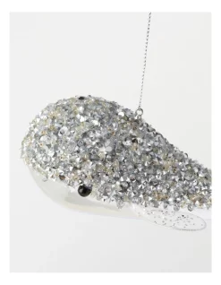 Discount ❤️ Myer Giftorium Luxe Beaded Whale Ornament In Silver 👍 -The Christmas Shop Sales unnamed file 1084