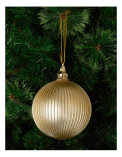 New ⌛ Myer Giftorium Heirloom Plastic Ribbed Bauble In Gold 🤩