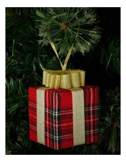Brand new 😉 Myer Giftorium Heirloom Fabric Tartan Gift Box With Bow Ornament In Red 🔥