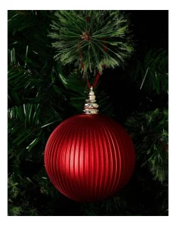 Best Sale ⌛ Myer Giftorium Heirloom Plastic Ribbed Bauble In Red 👍
