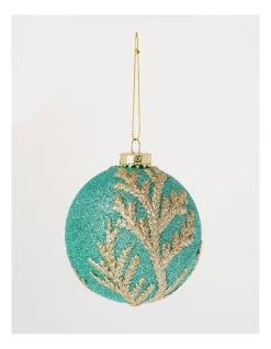 Deals 💯 Myer Giftorium Luxe Styrofoam Glitter Coral Bauble In Mint 👍 -The Christmas Shop Sales unnamed file 1110