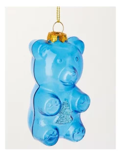 Best Sale 🔔 Myer Giftorium Merry & Bright Glass 🍬 Candy Bear Ornament In Blue 😀 -The Christmas Shop Sales unnamed file 1117