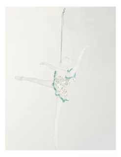 Flash Sale 🔥 Myer Giftorium Luxe 2A Ballerina Glitter Ornament In Mint/White ⭐ -The Christmas Shop Sales unnamed file 1137