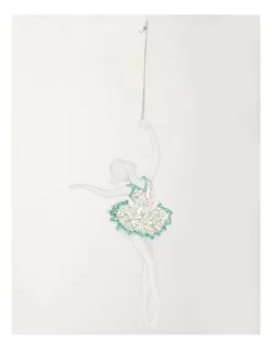 Flash Sale 🔥 Myer Giftorium Luxe 2A Ballerina Glitter Ornament In Mint/White ⭐ -The Christmas Shop Sales unnamed file 1139