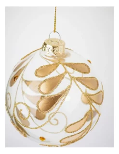 Best deal ✔️ Myer Giftorium Luxe Glass Gold Tone Leaf Pattern Bauble 🔥 -The Christmas Shop Sales unnamed file 1143