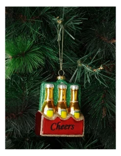 New 😀 Myer Giftorium Merry & Bright Glass Case Of Beer Ornament: Multi: 11cm 👏