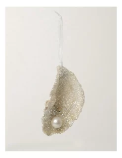 Coupon 💯 Myer Giftorium Luxe Glittered Oyster Shell W/ Pearl OrnamentWhite: 10cm 🛒 -The Christmas Shop Sales unnamed file 1172