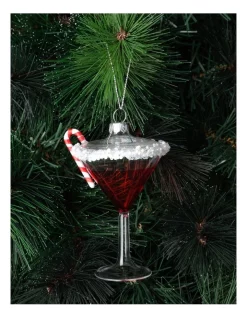 Flash Sale π Myer Giftorium Merry & Bright Glass Cosmopolitan Cocktail OrnamentRed: 12cm β