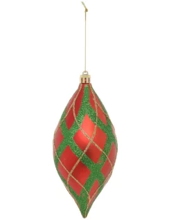 Discount 👍 Myer Giftorium Heirloom Glitter Plaid Finial Hanging Ornament 😍