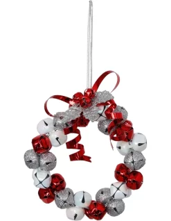 Outlet 😀 Myer Giftorium Heirloom Red, White And Silver Metal Bell Wreath 😉