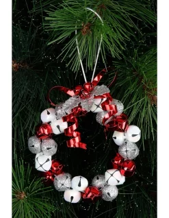 Outlet 😀 Myer Giftorium Heirloom Red, White And Silver Metal Bell Wreath 😉 -The Christmas Shop Sales unnamed file 1268
