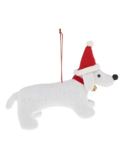 Promo 🔥 Myer Giftorium Merry & Bright Fabric 🐶 Dog Wearing Red Santa Hat 10cm In White 🥰