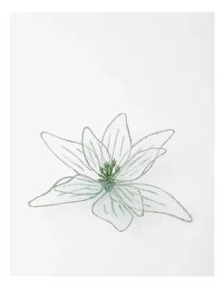Brand new ✔️ Myer Giftorium Luxe Fabric Organza Poinsettia Clip 20 Cm In Mint 🎉