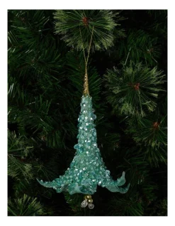 Best Sale 🤩 Myer Giftorium Luxe Glittered Angel's Trumpet Flower Ornament In Mint ⭐