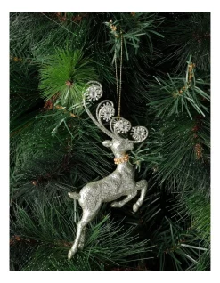 New 😉 Myer Giftorium Luxe Plastic Leaping Reindeer OrnamentSilver: 17cm ❤️