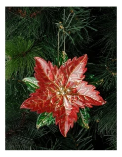 Coupon 🔥 Myer Giftorium Heirloom Plastic Poinsettia OrnamentRed: 13cm 🔔