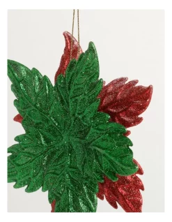 Coupon 🔥 Myer Giftorium Heirloom Plastic Poinsettia OrnamentRed: 13cm 🔔 -The Christmas Shop Sales unnamed file 1307