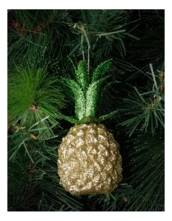 Coupon 🌟 Myer Giftorium Merry & Bright Plastic Glittered Pineapple OrnamentYellow: 12 Cm 🎉