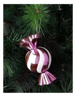 Budget 😀 Myer Giftorium Merry & Bright Plastic 🍬 Candy OrnamentPink: 12cm 🌟