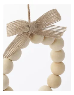 New 😀 Australian House & Garden Eucalyptus Wooden Bead Wreath OrnamentWhite/Natural: 10cm 💯 -The Christmas Shop Sales unnamed file 1334