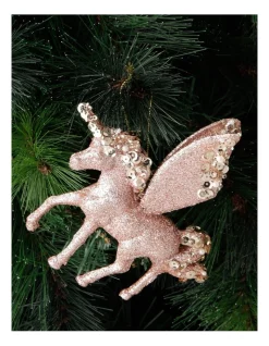 Best Pirce 👍 Myer Giftorium Luxe Plastic Glitter Winged Unicorn Hanging OrnamentPink: 13 Cm 🧨 -The Christmas Shop Sales unnamed file 1337