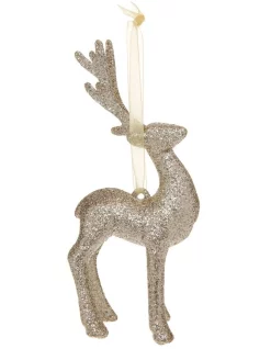Outlet π₯° Myer Giftorium Luxe Glitter Reindeer Hanging Gold Glitter Plastic π