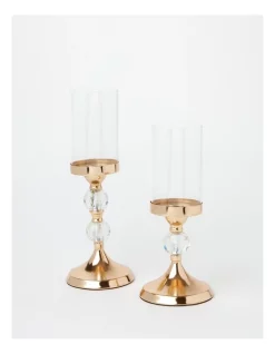Best reviews of 👍 Myer Giftorium Luxe Set Of 2 Glass & Faux Crystal Candle Holders In Champagne ❤️