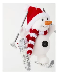 Wholesale 🎁 Myer Giftorium Merry & Bright Fabric Skiing Snowman Ornament In White ✨ -The Christmas Shop Sales unnamed file 1371