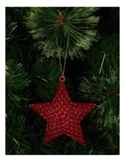 Outlet 👏 Myer Giftorium Heirloom Glitter Star Ornament 9cm In Red 🔥
