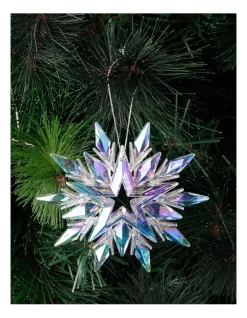 Cheapest 🎁 Myer Giftorium Luxe Plastic Iridescent Snowflake Hanging Ornament: 11cm 🥰 -The Christmas Shop Sales unnamed file 1407