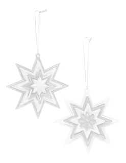 Best Pirce โจ Myer Giftorium Luxe Silver And White Glitter Star Assorted โค๏ธ