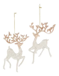 Discount 👍 Myer Giftorium Luxe Silver Glitter Reindeer Assorted 💯