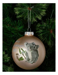 Buy 🛒 Australian House & Garden Eucalyptus Glass Bauble Koala Decal 2022 9cm In Gumnut 😍