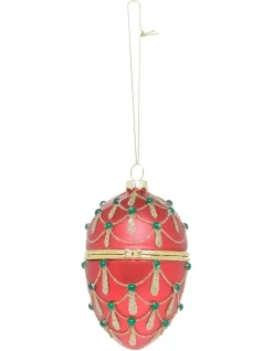 Best Pirce 🔥 Myer Giftorium Heirloom Red Glass Hinge Box Egg 💯