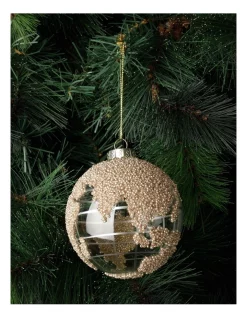 Promo β Myer Giftorium Luxe Glass Beaded Globe BaubleChampagne: 10cm π