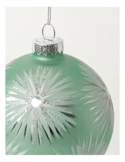 Brand new 👍 Myer Giftorium Luxe Glass Starburst Pattern BaubleMint: 10cm 🛒 -The Christmas Shop Sales unnamed file 1487