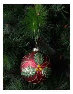 Cheap ⌛ Myer Giftorium Heirloom Glass Holly Leaf Bauble OrnamentRed: 10cm 😉