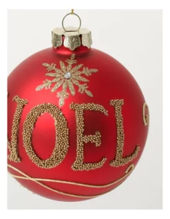 Cheapest ✨ Myer Giftorium Heirloom Glass Beaded 'NOEL' BaubleRed: 9cm ❤️ -The Christmas Shop Sales unnamed file 1493