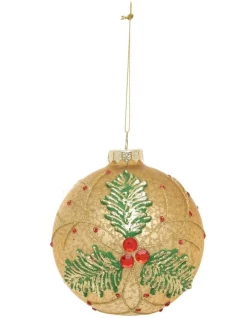Hot Sale ⌛ Myer Giftorium Heirloom Gold Holly Leaf Bauble 😉