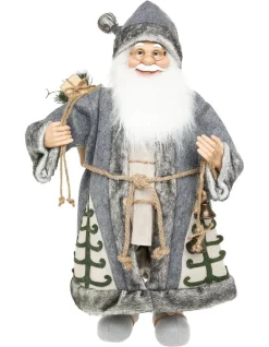 Cheapest 🎉 Australian House & Garden Eucalyptus 61cm Plastic Santa W/ Grey Fur 🧥 Coat Holding Sack ✔️